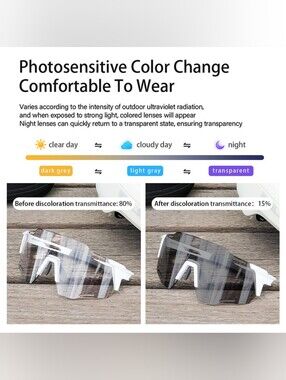 Photosensitive Sport Shield UV400 Bike Goggles - White or Black Frame